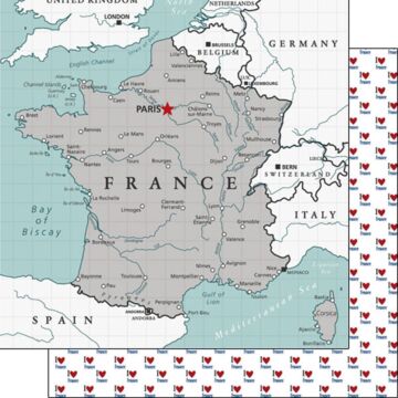 Scrapbook Customs France Adventure Map Paper 12x12
