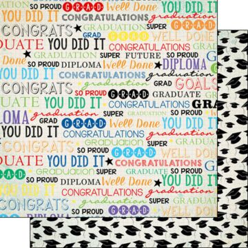 Scrapbook Customs - 12x12 Paper - Colorful Graduation Words