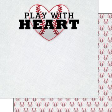 Scrapbook Customs - Double Sided Paper 12 x 12 - Baseball - Play with Heart