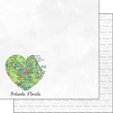 Scrapbook Customs Orlando FL Heart Map DS Paper Double-Sided Paper 12 x 12