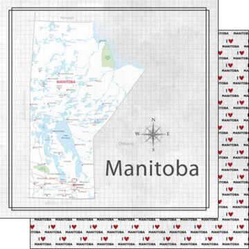 Scrapbook Customs - Double Sided Paper 12 x 12 - Manitoba Adventure Map