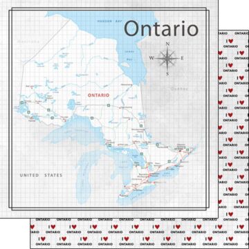 Scrapbook Customs - 12x12 Paper - Ontario Adventure Map