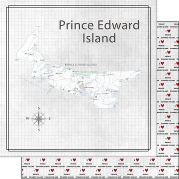 Scrapbook Customs - Double Sided Paper 12 x 12 - Prince Edward Island Adventure Map
