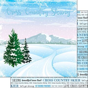 Scrapbook Customs - Double Sided Paper 12 x 12 - Cross Country Skiing Winter Adventure