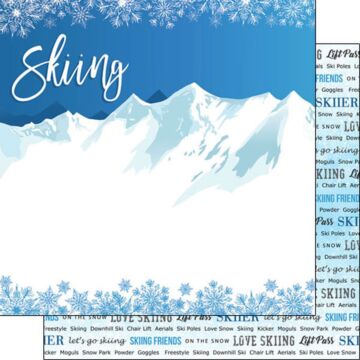 Scrapbook Customs - 12x12 Paper - Skiing Winter Adventure
