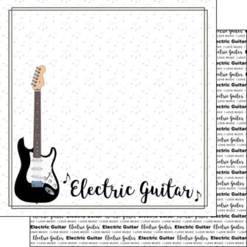 Scrapbook Customs - 12x12 Paper - Electric Guitar Notes