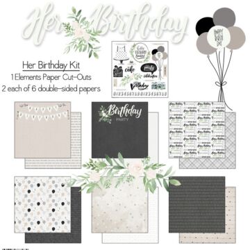 Scrapbook Customs - Her Birthday Paper Set Double-Sided Paper 12 x 12
