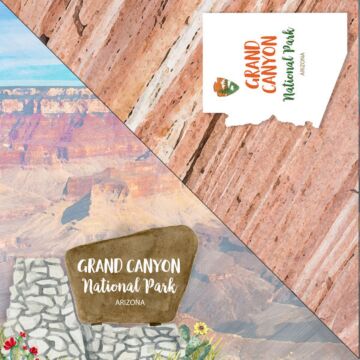 Scrapbook Customs - Double Sided Paper 12 x 12 - Grand Canyon National Park Watercolor