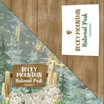 Scrapbook Customs - Double Sided Paper 12 x 12 - Rocky Mountain National Park Watercolor