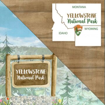 Scrapbook Customs Yellowstone National Park Watercolor Paper Double-Sided Paper 12 x 12