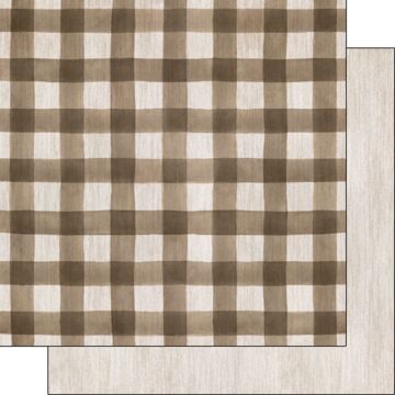 Scrapbook Customs - Double Sided Paper 12 x 12 - NPWC Comp. 2 - Buffalo Plaid & White Wood