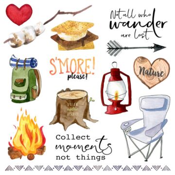 Scrapbook Customs - 12x12 Paper - NPWC Camping Things 1 Cut Out