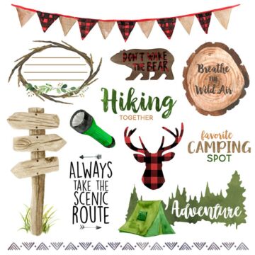 Scrapbook Customs - 12 x 12 Paper - NPWC Camping Things 2 Cut Out