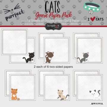 Preorder Scrapbook Customs Cats Generic Paper Pack (2ea of 6 colors)
