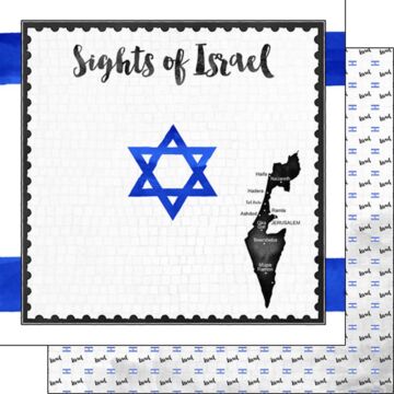 Scrapbook Customs Israel Flag Sights Paper 12x12