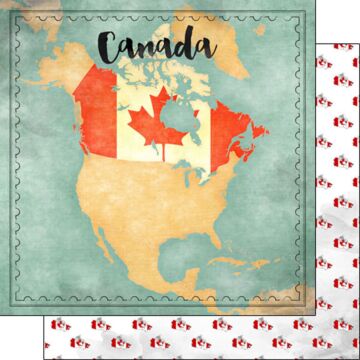Scrapbook Customs CANADA MAP SIGHTS DS 12X12 PAPER 