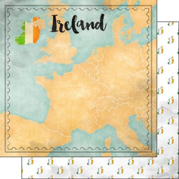 Scrapbook Customs Ireland Map Sights Paper Double-Sided Paper 12 x 12