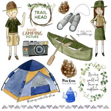 Scrapbook Customs - 12 x 12 Paper - NPWC Camping Things 3 Cut Out