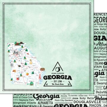 Scrapbook Customs - Double Sided Paper 12 x 12 - Georgia Postage Map
