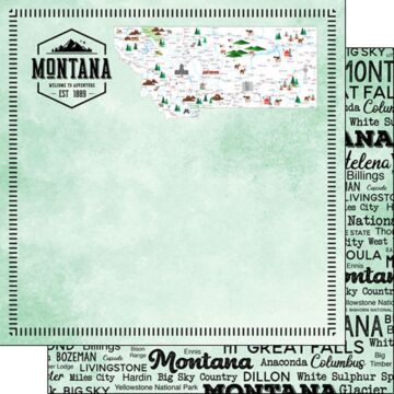 Scrapbook Customs Montana Postage Map DS Paper Double-Sided Paper 12 x 12