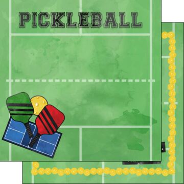Scrapbook Customs - Double Sided Paper 12 x 12 - Pickleball Watercolor