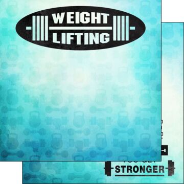 Scrapbook Customs - Double Sided Paper 12 x 12 - Weight Lifting Watercolor