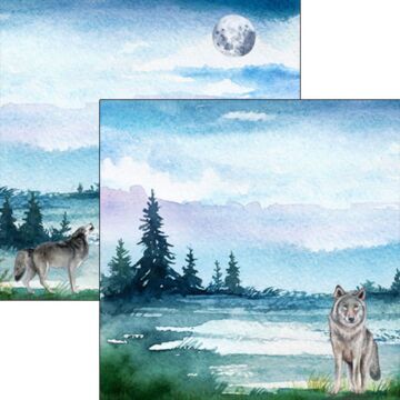 Scrapbook Customs - Double Sided Paper 12 x 12 - Wolf DS Watercolor