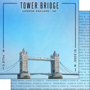 Scrapbook Customs - England - Tower Bridge Coordinates Paper