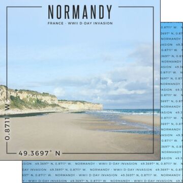 Scrapbook Customs - Double Sided Paper 12 x 12 - France - Normandy Coordinates