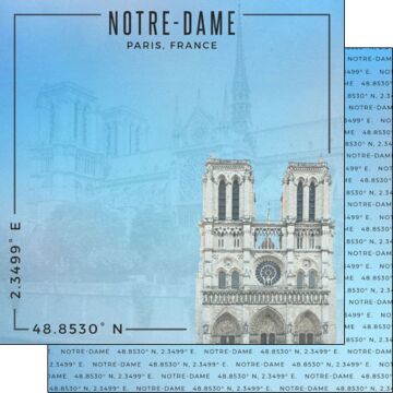 Scrapbook Customs - Double Sided Paper 12 x 12 - France - Notre Dame Coordinates