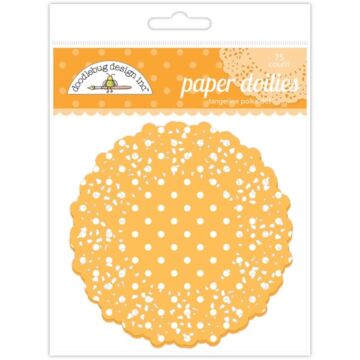 Doodlebug Design - Polka Dot Paper Doilies - Tangerine