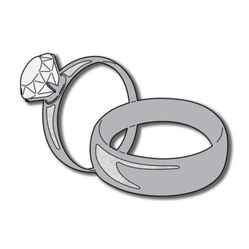 Scrapbook Customs - WEDDING RINGS LASER Die Cut-Gold