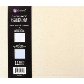Prima Marketing Mixed Media Book 9"X7.5"X2"-(5) Canvas Pages & (5) Plastic Sleeves