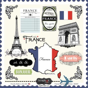 Scrapbook Customs - France - Sightseeing Sticker