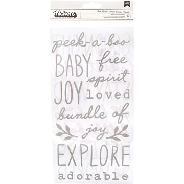 Pebbles Peek-A-Boo You Thickers Stickers 5.5"X11" 79/Pkg-Phrase & Icons/Puffy