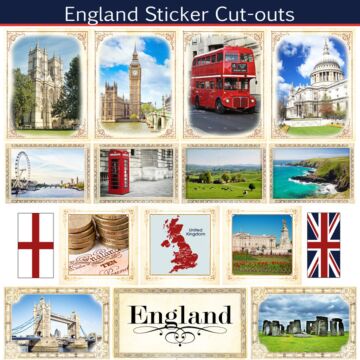 Scrapbook Customs - England - Sightseeing Picture Cut-Outs Sticker