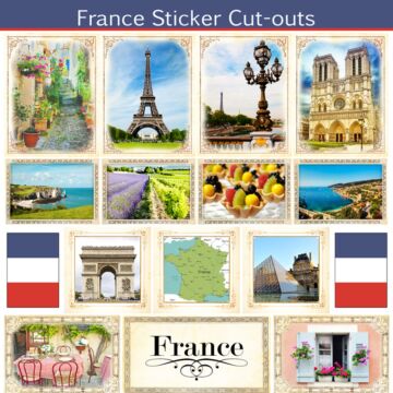 Scrapbook Customs - France - Sightseeing Picture Cut-Outs Sticker