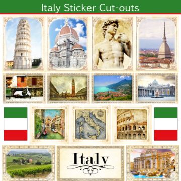 Scrapbook Customs - 12x12 Stickers - Italy - Sightseeing Picture Cut-Outs (Sticker Cut-Outs)