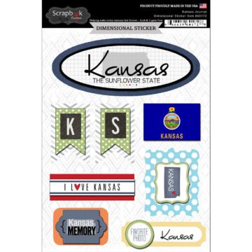 Scrapbook Customs STATE JOURNAL - DIMENSIONAL STICKERS-Kansas
