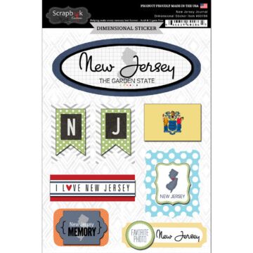 Scrapbook Customs STATE JOURNAL - DIMENSIONAL STICKERS-New Jersey