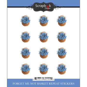 Scrapbook Customs Stickers - Forget Me Not Basket Repeating