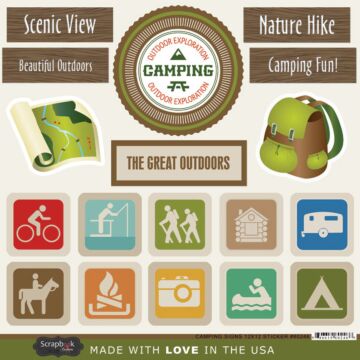 Scrapbook Customs - Camping Signs 12x12 Sticker