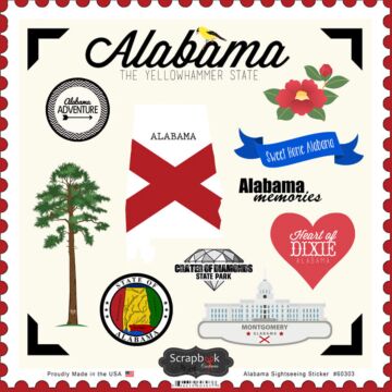 Scrapbook Customs State SIGHTSEEING STICKER-Alabama