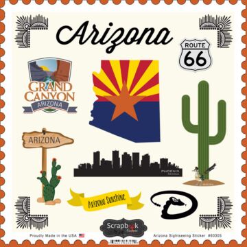 Scrapbook Customs State SIGHTSEEING STICKER-Arizona