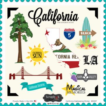 Scrapbook Customs State SIGHTSEEING STICKER-California