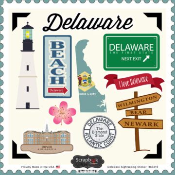 Scrapbook Customs State SIGHTSEEING STICKER-Delaware