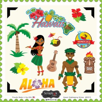 Scrapbook Customs State SIGHTSEEING STICKER-Hawaii