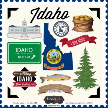 Scrapbook Customs State SIGHTSEEING STICKER-Idaho