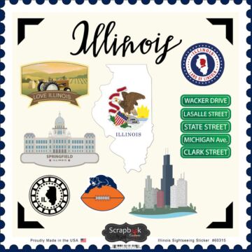 Scrapbook Customs State SIGHTSEEING STICKER-Illinois