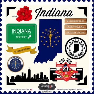 Scrapbook Customs State SIGHTSEEING STICKER-Indiana